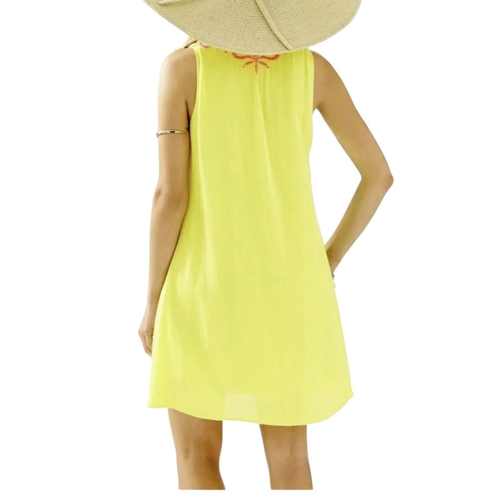 Lilly Pulitzer Bethany Sleeveless Embroidered Shift Dress Neon Yellow Size Med - Picture 4 of 8